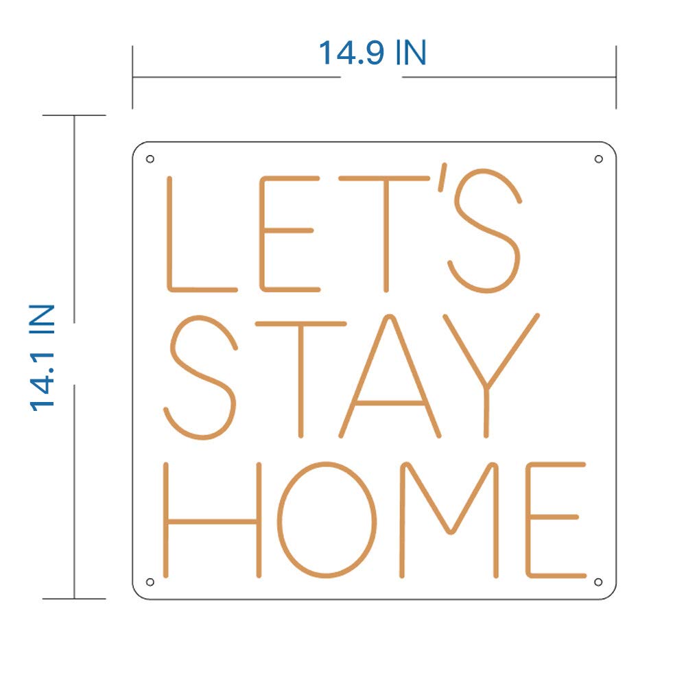Lets Stay Home Neon Signs-USB Acrylic Light Up Lights Signs for Room Bedroom Wall Indoor Decor Led Neon Light Sign 14.9×14.1 IN Bar Christmas Party Wedding Kid Girl boy Living Room Lounge Office White