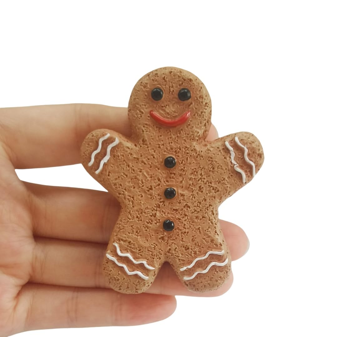 Amyoxu Gingerbread Men Drawer Pulls Cabinet Knobs Hand Painted Resin Dressing Table Handles Country Kitchen Home Christmas Decoraton (Pack of 6)