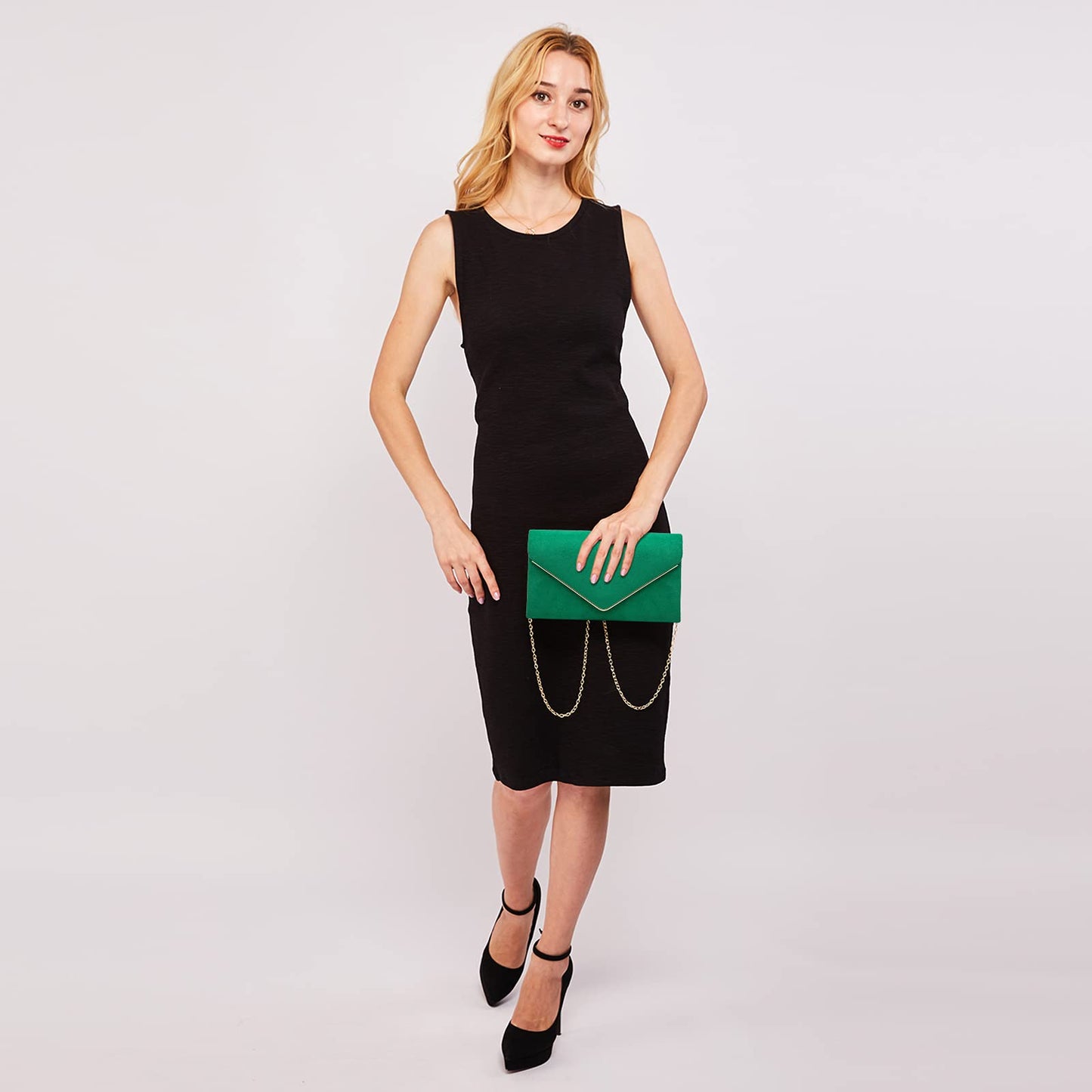Dasein Women's Evening Clutch Bags Formal Party Clutches Wedding Purses Cocktail Prom Clutches (1-(Gold Hardware) Dark Green)