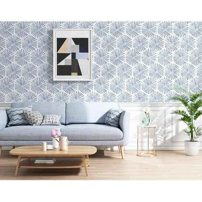 Guvana 17.3''¡¿118'' Peel and Stick Wallpaper Blue and White Wallpaper Modern Geometric Contact Paper for Bathroom Bedroom Striped Self-Adhesive Wall Paper for Cabinets Drawer