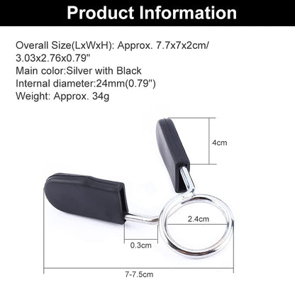Barbell Collars, Secure Spring Lock Mechanism, Weight Clamps 1 Inch Barbell Compatible for Gym Powerlifting Weightlifting Home Workout Fitness Enthusiasts