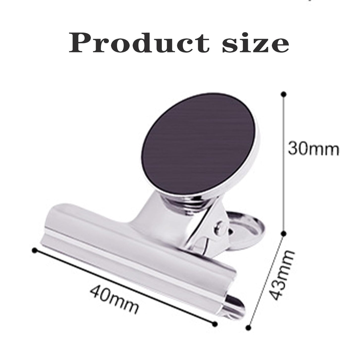 Strong Magnetic Clips, 20 Pack, 1.57 Inch, 40 mm, Silver, Refrigerator Magnet Clips, Large Clip Magnets, Office Supplies, Photo Displays