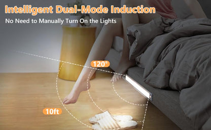 YANEGRT Under Cabinet Lights, 2 Pack Wireless Motion Sensor Closet Light with USB-C Rechargeable 2200mAh Battery, Magnetic Mount for Kitchen, Hallway & Stairs — Ultra-Bright Cool White LED Lighting
