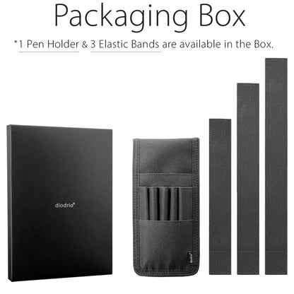 diodrio Pen Holder, Pencil Holder, Pen Sleeve Case for Hard Cover Journals, Notebooks, Books, Binders, Hold Multi Pens Pencils Rulers Durable Fabrics, Detachable, Elastic Band. Black.