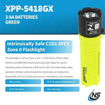 Nightstick Flashlights XPP-5418GX, Green