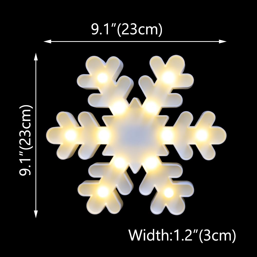 Vicila Snowflake Marquee Sign Christmas Lights, LED Night Lights Table & Wall Lamp for Bedroom, Kids' Room, Nursery Room, Home, Christmas Decorations - White Snowflake