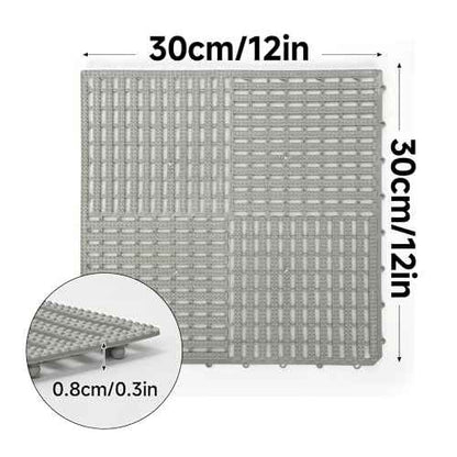 jxgzyy 24Pcs Interlocking Drainage Tiles, 12"¡¿12" Non-Slip Modular Interlocking Cushion Soft PVC Drainage Mat for Pool Bathroom Patio Balcony Boat Garage, Gray