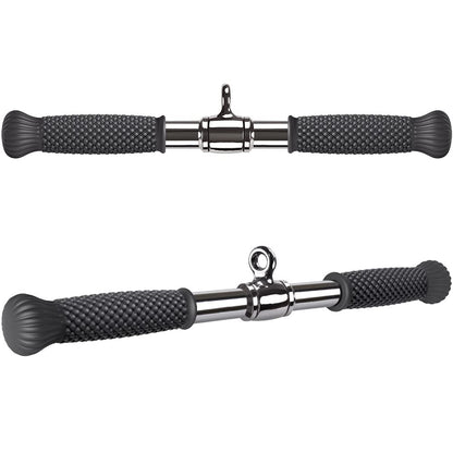SELEWARE Rotating Straight Bar Cable Machines Attachments for Gym, Pull Down Bar Press Down Bar with Non-Slip Rubber Handle, Universal Attachment for Cable Machines, 18 Inch