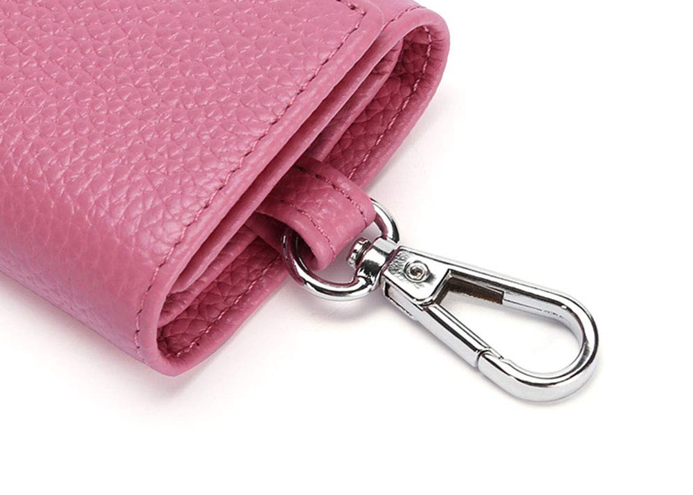 RuoFeng Keychain Key Holder Ring with 6 Hooks Snap Closure (Pink)
