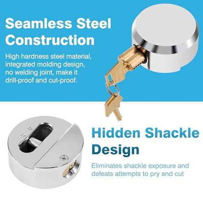 IRONWALLS Hidden Shackle Padlock with Key, 2.87¡±/73mm Steel Heavy Duty Door Lock Keyed Alike with Locking Hasp, 80mm Screws, Fits for Trailers, Trucks, Vehicles, Garage, Shipping Container