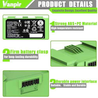 ABL-F Battery for iRobot Roomba e and i Series, i7 i7+ j7 j7+ 7150 7550 e5 e6 e5150 e6198 i3 3150 i3+ 3550 i4 4150 i4+ 4552 i6 i8 i8+, Replacement Lithium Ion Battery 14.4V 4460mAh/62.4Wh