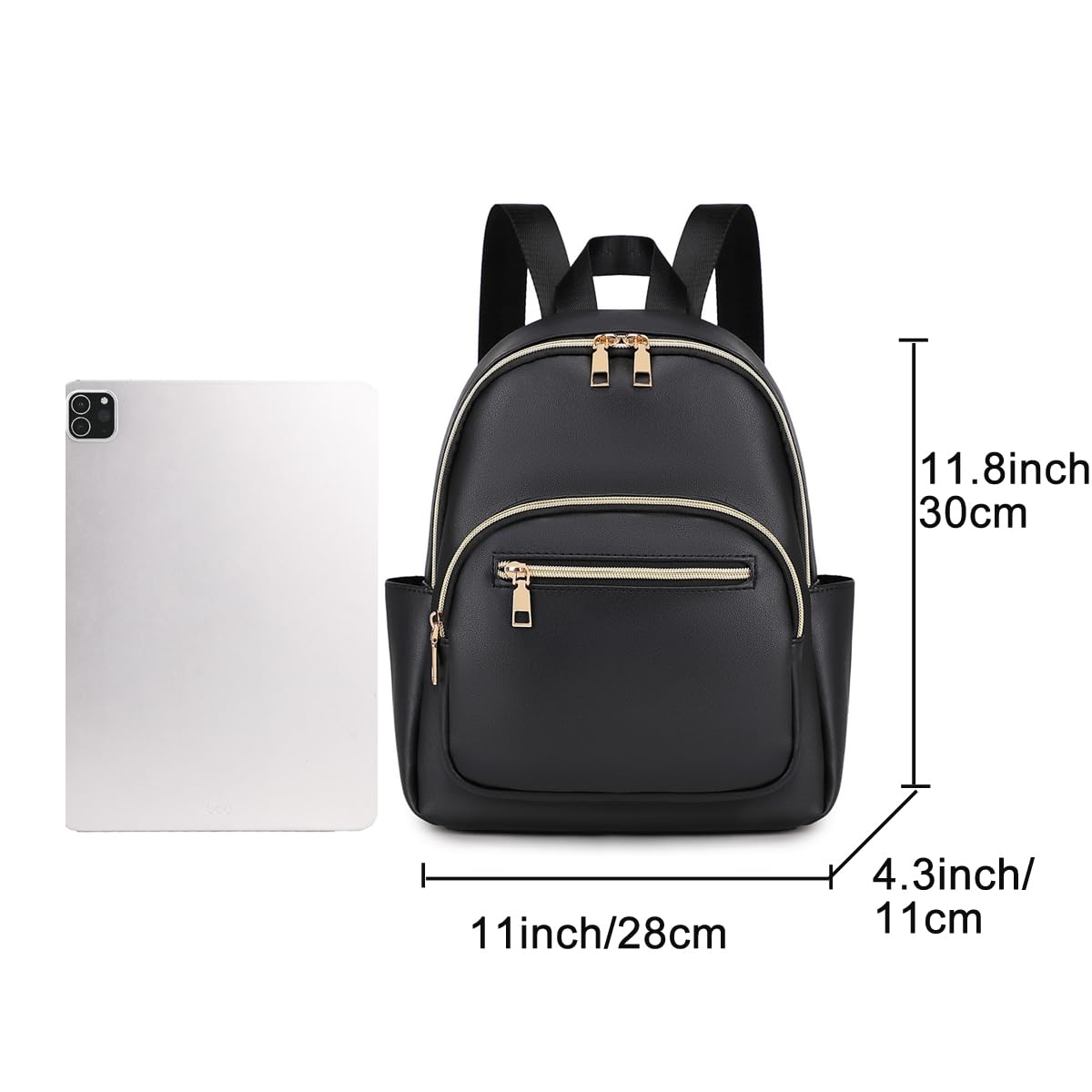 JIANLINST Mini Backpack Purse for Women PU Leather Small Backpack Fashion Multi Pockets Casual Daypacks Ladies Travel Shoulder Bags Black