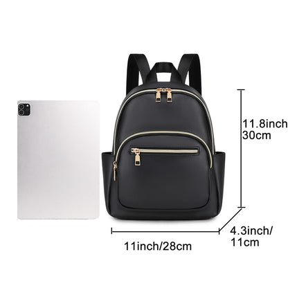 JIANLINST Mini Backpack Purse for Women PU Leather Small Backpack Fashion Multi Pockets Casual Daypacks Ladies Travel Shoulder Bags Black
