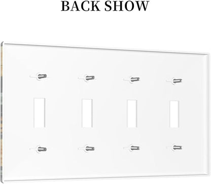 Butterflies Flower Garden Light Switch Covers Quad Toggle 4 Gang Wall Plate Decorative Switchplate Electrical Faceplate for Farmhouse Bathroom Living Decor