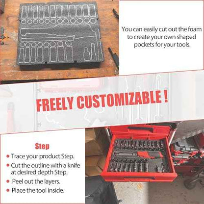 48-22-8452 Packout Foam Tool Organizer Inserts Compatible with Milwau-kee 48-22-8442 and 48-22-84432 Drawer Boxes,2 Pack Black/Red