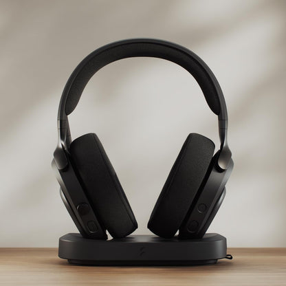 Fractal Design Scape Dark - Wireless PC Gaming Headset - Detachable Flip-to-Mute Microphone with Noise Cancellation - Battery Life Up to 40 Hours - Configurable Ambient Lighting - Black