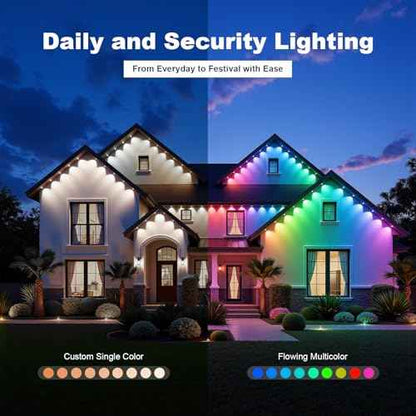 Permanent Outdoor Lights for House, 100ft RGB+60IC£¬Smart Outdoor Decor, 50 Scene Modes, App/Remote Control, IP67 Waterproof, for Christmas, Holiday, Daily & Pool Party, courtyard£¬House Roof Lighting