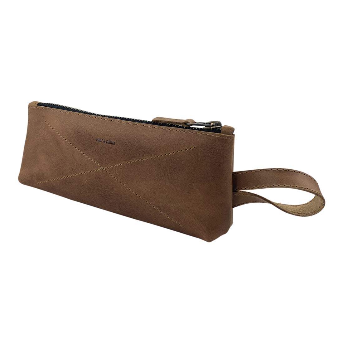 Hide & Drink, Carry-On Toiletry Bag, Pen and Pencil Case, Cable Organizer, Storage for Utensils, Travel Essentials, Full Grain Leather, Handmade, Single Malt Mahogany