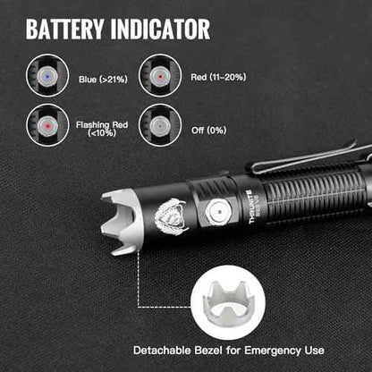 ThruNite BSS V6 Black Scout Survival Customized Edition EDC Flashlight, USB-C Rechargeable LED Flashlight, High 2000 Lumens, 6 Light Modes, Dual Switches Bright Flashlights, Black - CW