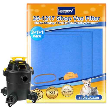 KEEPOW 25-1217 Vacuum Filters Replacement Compatible with Stanley 1-6 Gallon Wet/Dry Vacuums, 3 Pack