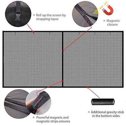 Garage Door Screen - 1 Car 10x9Ft Magnetic Closure Heavy Duty Weighted Bottom Screen Self Sealing Fiberglass Mesh Retractable Net - Easy Assembly & Pass-Through(Black)