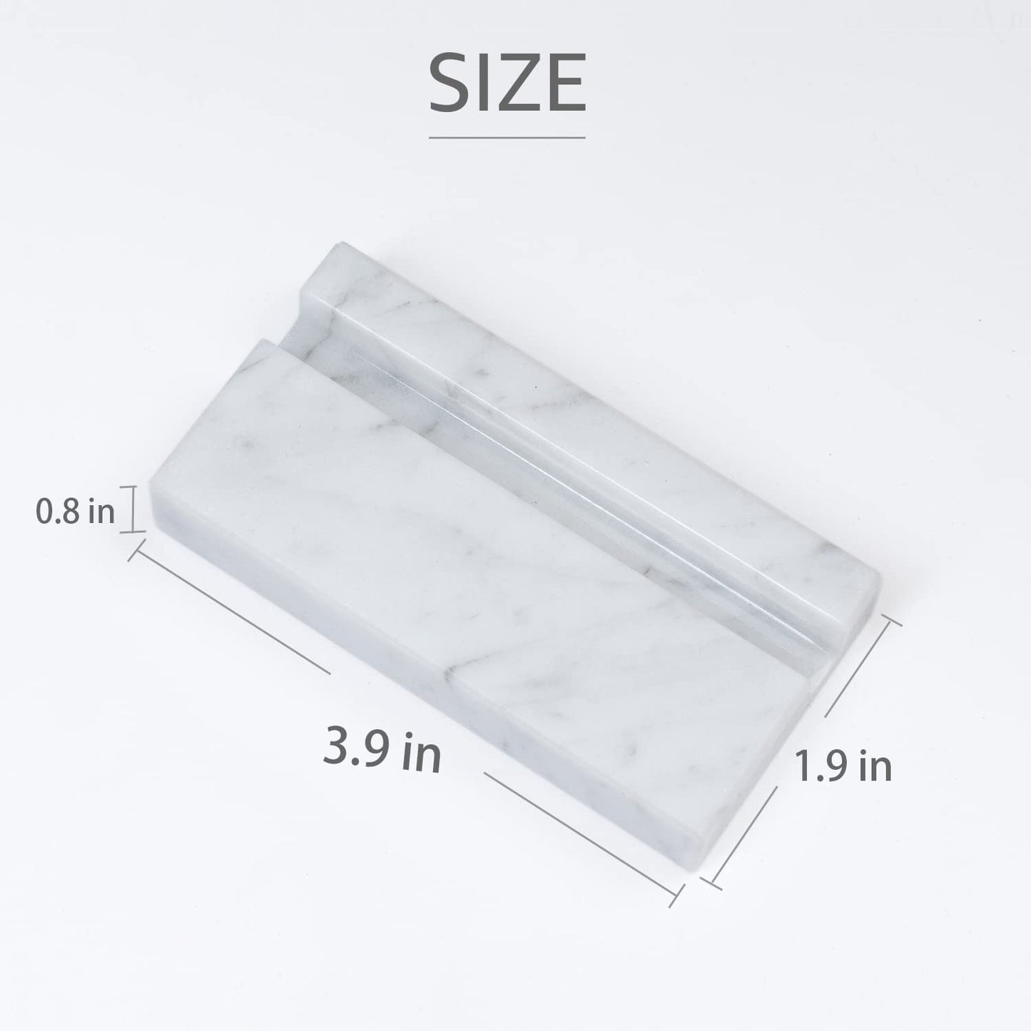 JIMEI Business Card Holder for Desk - Business Card Display Holder - Made of White Carrara Marble - Desk Organizer Stand for 25 Business Cards - Cute Office Desktop Accessory for Men and Women