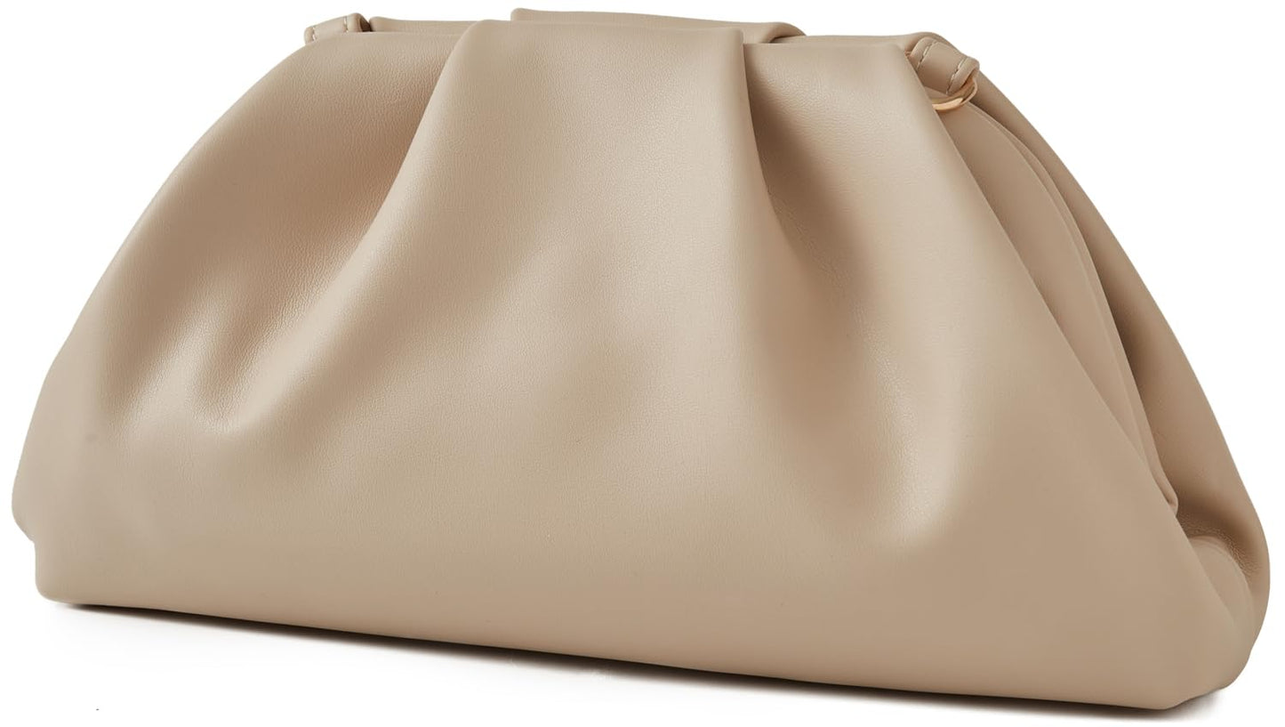 Munansli Apricot Women's Clutch Purse,Detachable Chain Shoulder Bag, Dumpling Crossbody Bag, Cloud Evening Clutch.