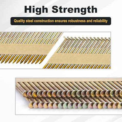 meite 30 Degree Framing Nails 3-Inch x .120-Inch, Ring Shank, Electro-Galvanized Coated, Paper Tape Collated, Offset Round Head Framing Nails for 30-34 Degree Framing Nailers (1,000 Counts)