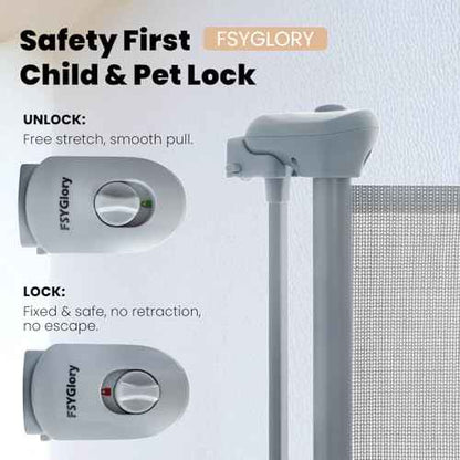 Retractable Baby Gate, 55¡± Wide Mesh Safety Gate for Babies and Pets, 34¡± Tall, Easy One-Handed Use, Indoor & Outdoor Stair, Doorway, Hallway Fence