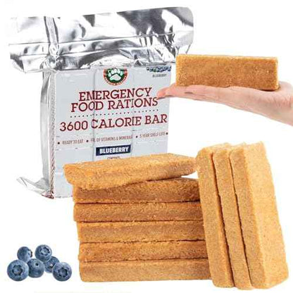 Grizzly Gear Emergency Food Rations - Blueberry & Vanilla Pound Cake Bars (2 Pack) - 6 Day, 144 Hour Supply For Disaster, Hurricane, Flood Preparedness - Less Sugar, More Nutrients - 5 Year Shelf Life