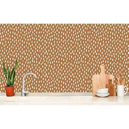 HAOKHOME Peel and Stick Wallpaper Boho Modern Dots Wall Paper Removable for Bathroom Caramel/White Contact Paper 17.3in x 9.8ft