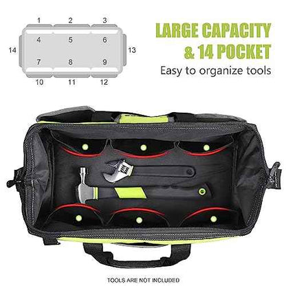 FASTPRO 2-Piece Tool bags, 13-inch & 16-inch Wide Mouth Tool Storage Bags included, Multi-pocket Tool Organizer with Adjustable Shoulder Strap