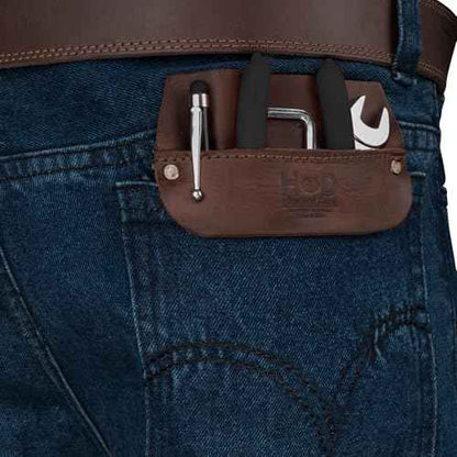 Hide & Drink, Work Pocket Organizer for Tools/Pens, Jeans Back Pocket Quick Grab Carry Job Tools, Office & Work Essentials, Full Grain Leather, Handmade