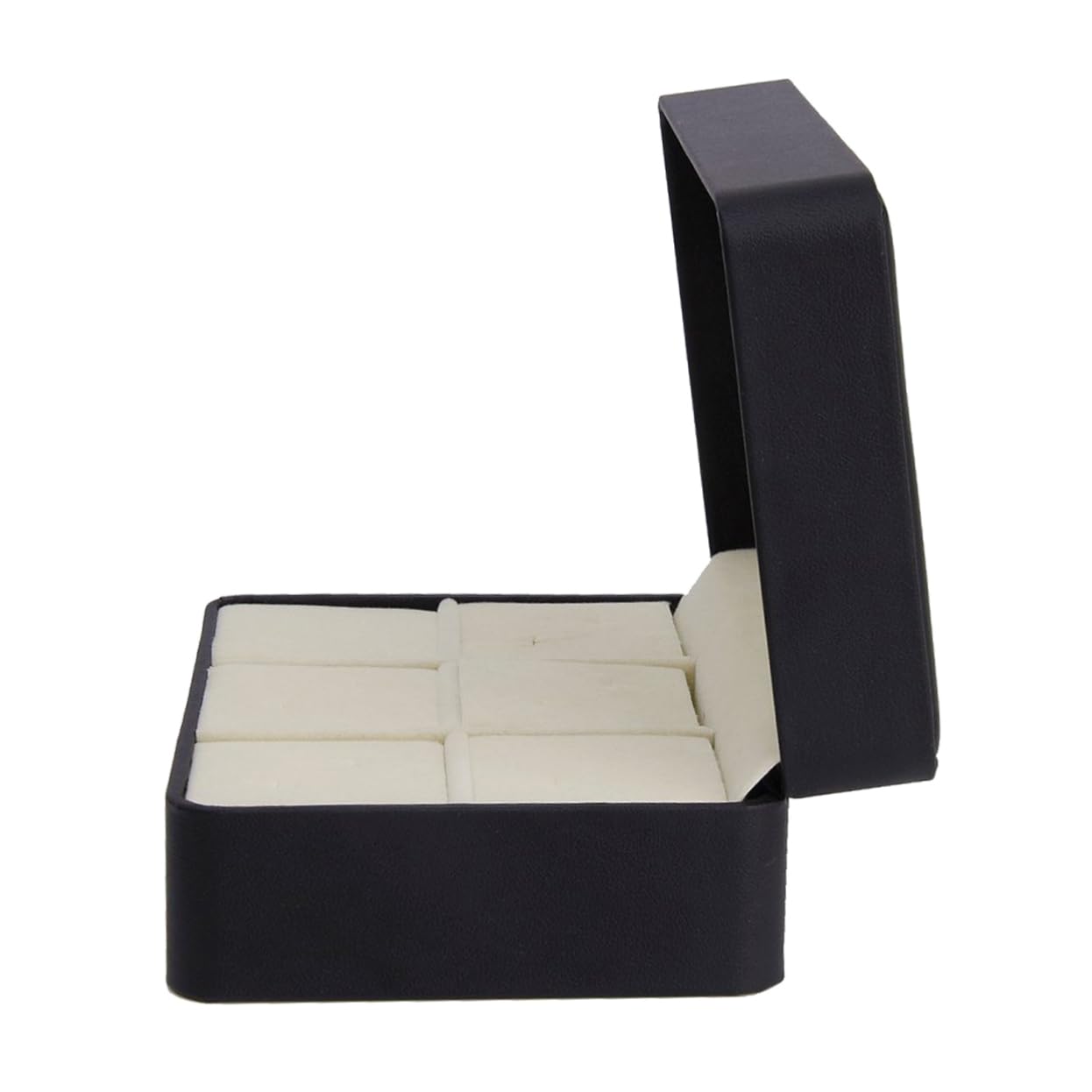 SHERCHPRY 6-Compartment Cufflink and Tie Clip Storage Box Black Compact Pu Organizer Case for Men Jewelry Display and Travel