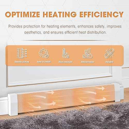 4ft Steel Easy Slip-On Baseboard Heater Cover, No End Caps, for Bathroom & Hydronic System for Extending Cover, White