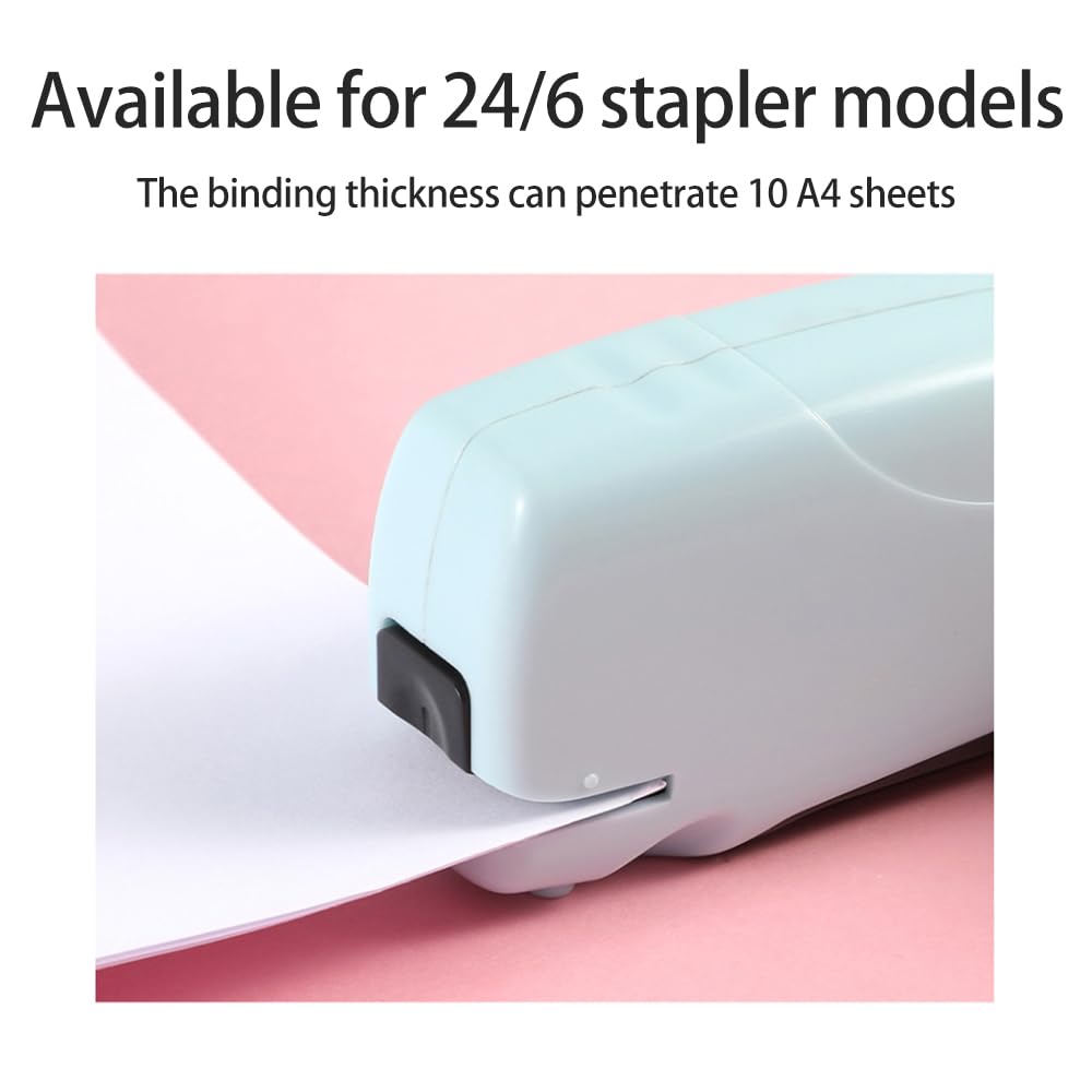 Irfora Automatic Electric Stapler Automatic Desk Stapler 10 Sheet Capacity Less Effort Support 24/6 Staples for Home Office School Supplies Battery Power Supply, Blue
