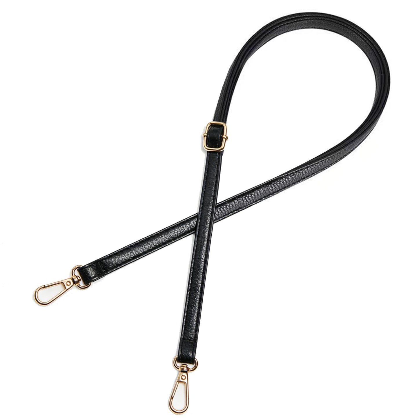 Qdfmkac Black Purse Strap 0.47 IN Narrow Vegan Leather Replacement Crossbody Strap for Handbags, Adjustable 28-51 IN Shoulder Bag Strap for Crossbody, Shoulder & Handbags