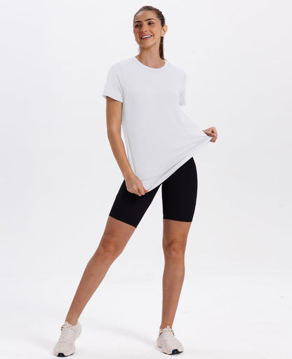 Short Sleeve Shirts for Women Workout Yoga Tops Sun Protection Clothing Summer Outfits Rash Guard Side Slit Blue XL