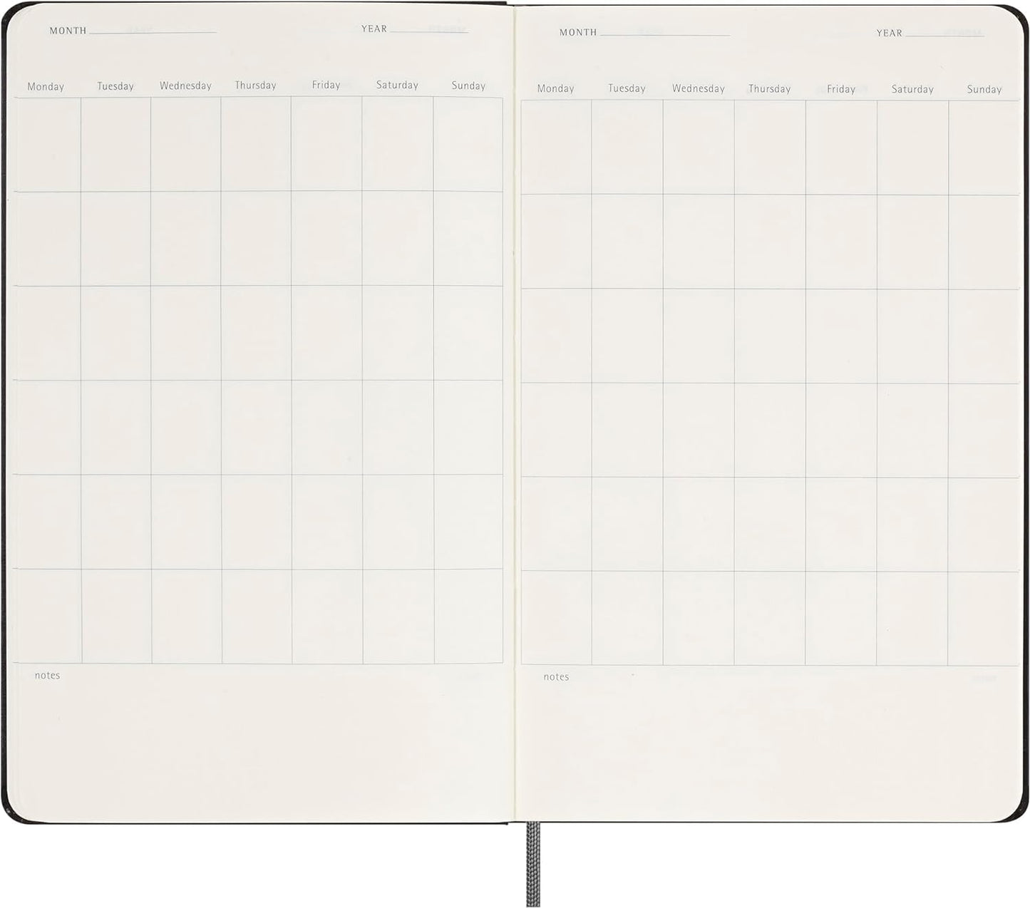 Moleskine Classic Weekly Undated Planner, Hard Cover, Large (5" x 8.25"), Black, 288 pages