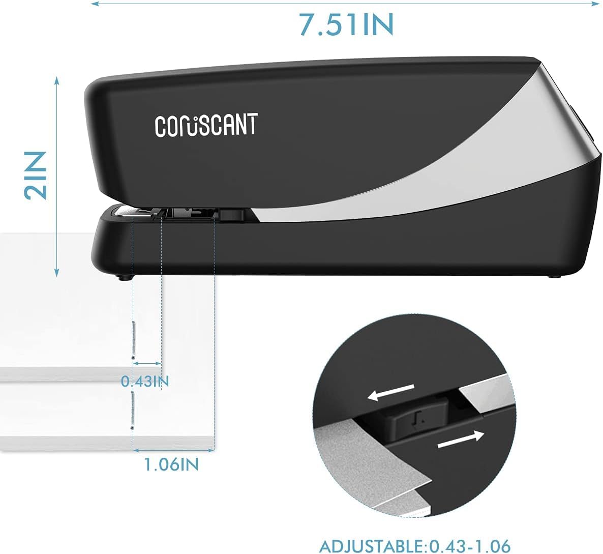 Coruscant Electric Stapler, Automatic Stapler, Heavy Duty，25 Sheet, Store 210 Staples，Including 2000 Staples,and 1 Staple Remover, Electric Desktop AC or Battery Powered for Home/Office Use