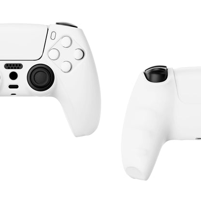 PlayVital White Pure Series Anti-Slip Silicone Cover Skin for ps5 Controller, Soft Rubber Case for ps5 Wireless Controller with White Thumb Grip Caps