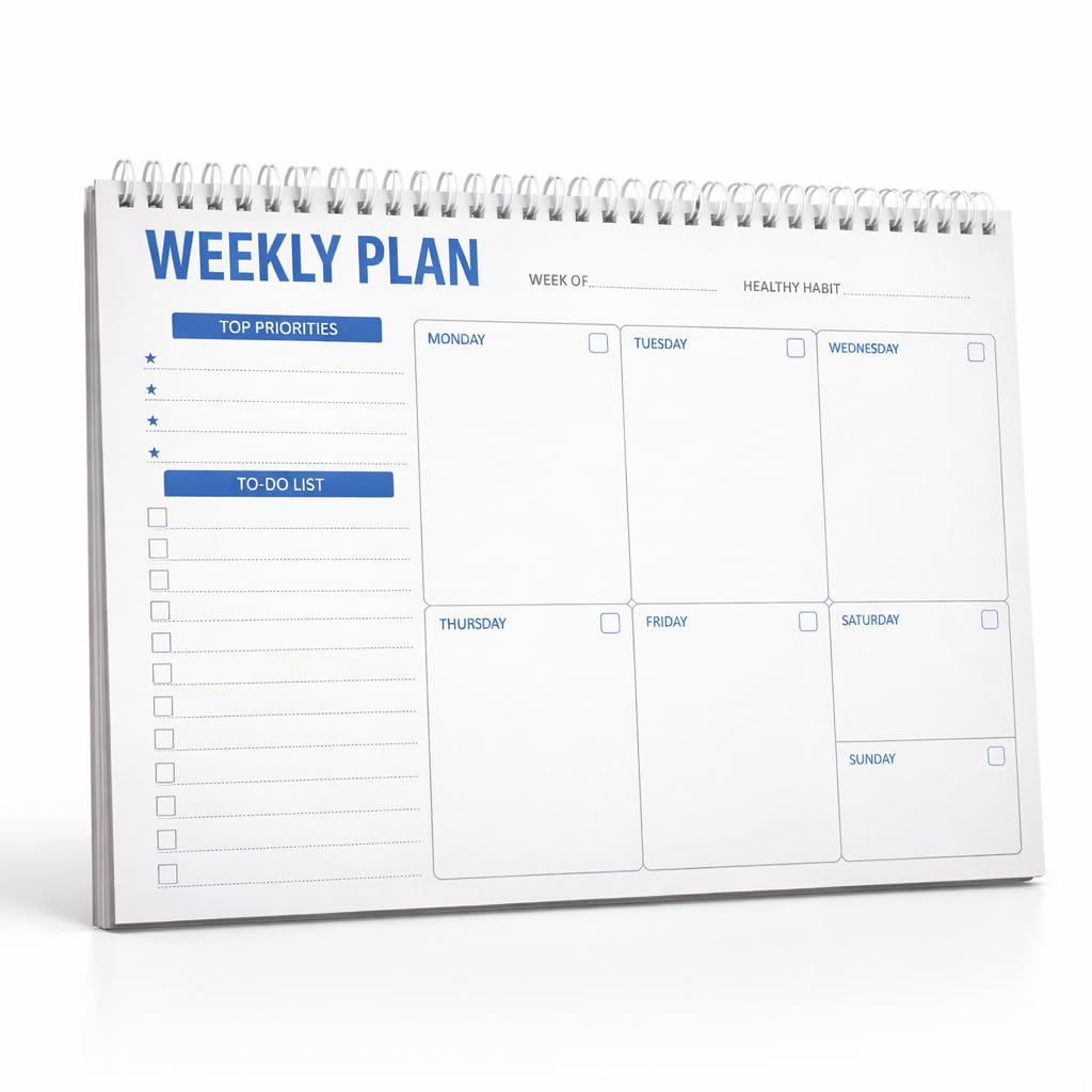 Myrthona Weekly Planner Notepad, 7.5 x 10 Undated Weekly To Do List Pad with 52 Tear Off Sheets, Daily Desk Planner with Task Organizer for Work School Home, Blue