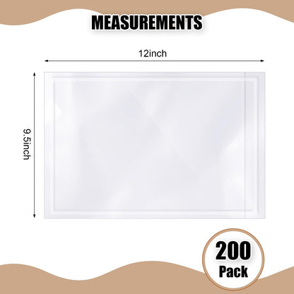 Cholemy 200 Pcs 9.5 x 12 in Clear Packing Slip Pouches Shipping Label Sleeves Adhesive Packing List Pockets Envelopes Mailing Protectors Slip Envelope Pouches Holders Cover Enclosed Bag