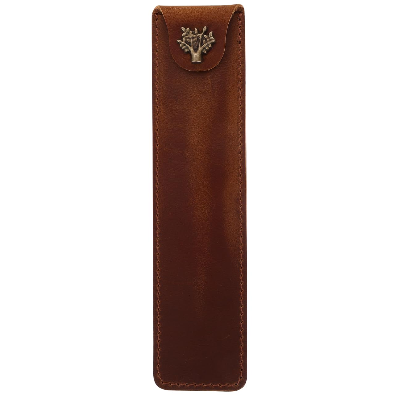 NUOBESTY Leather Pen Pouch Genuine Cowhide Single Pen Case Holder with Snap Button for Fountain Rollerball Ballpoint Pens 6.61X1.57X0.59In Office and School Use