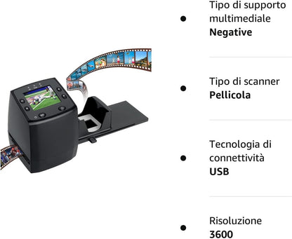 DIGITNOW! 135 Film Negative Scanner High Resolution Slide Viewer,Convert 35mm Film &Slide to Digital JPEG Save into SD Card, with Slide Mounts Feeder No Computer/Software Required