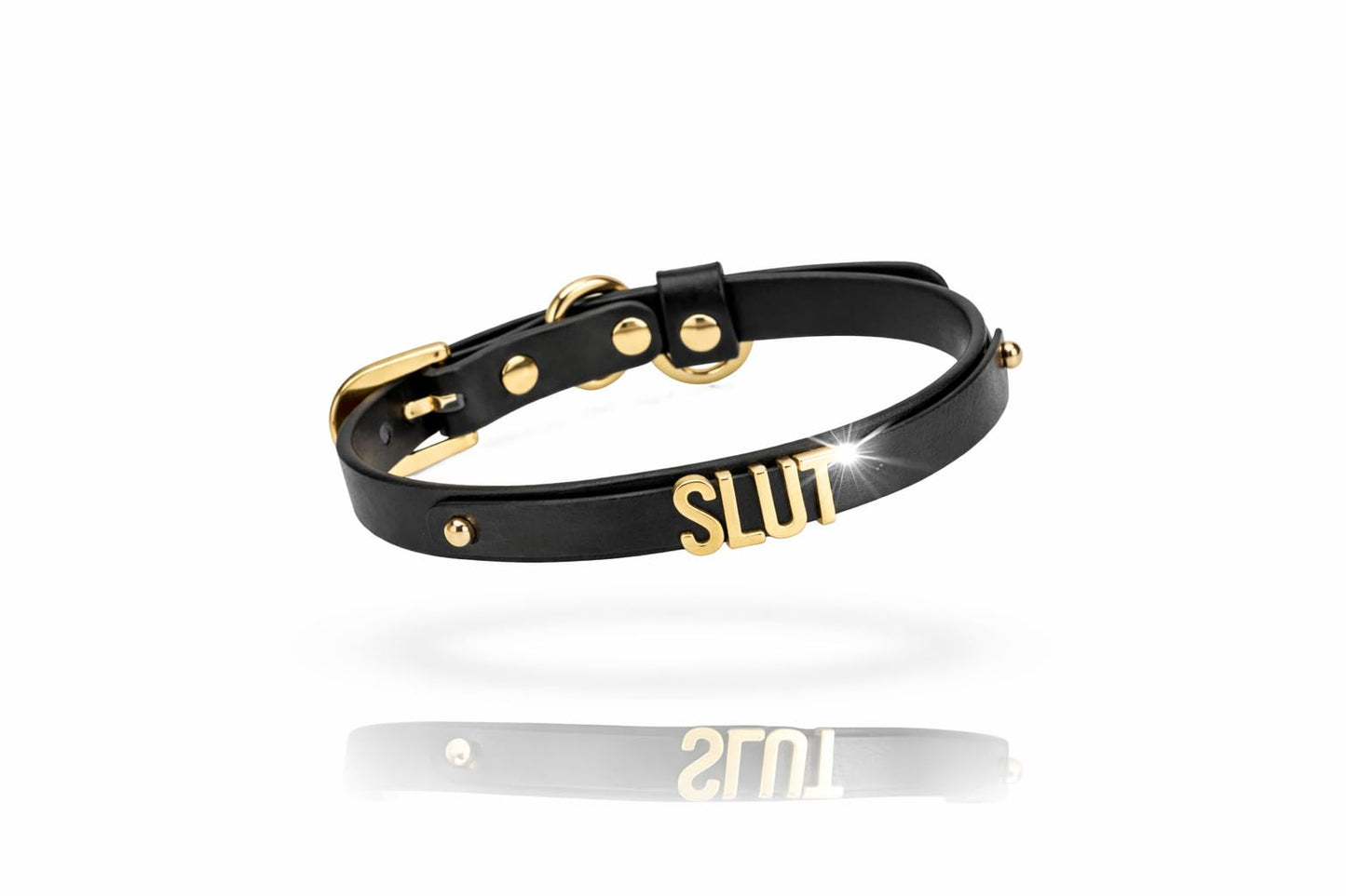 ZHIBIX GLOW Goth handmand Adjustable Leather Choker Necklace with Metal Letters for Women & Party Fashion (SLT, BLACK)