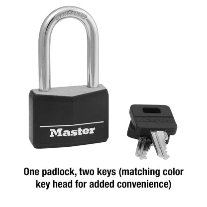 MASTER LOCK 141DLF Padlock, Covered Aluminum Lock, 1-9/16 in. W, Black