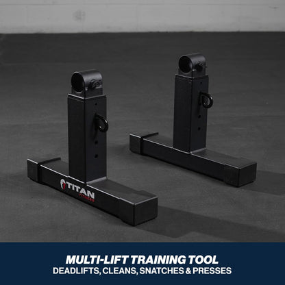 Titan Fitness Adjustable Deadlift Pulling Blocks, Olympic Barbell Jack, 1,300 LB Capacity, 4 Height Settings for Home Gym Weightlifting