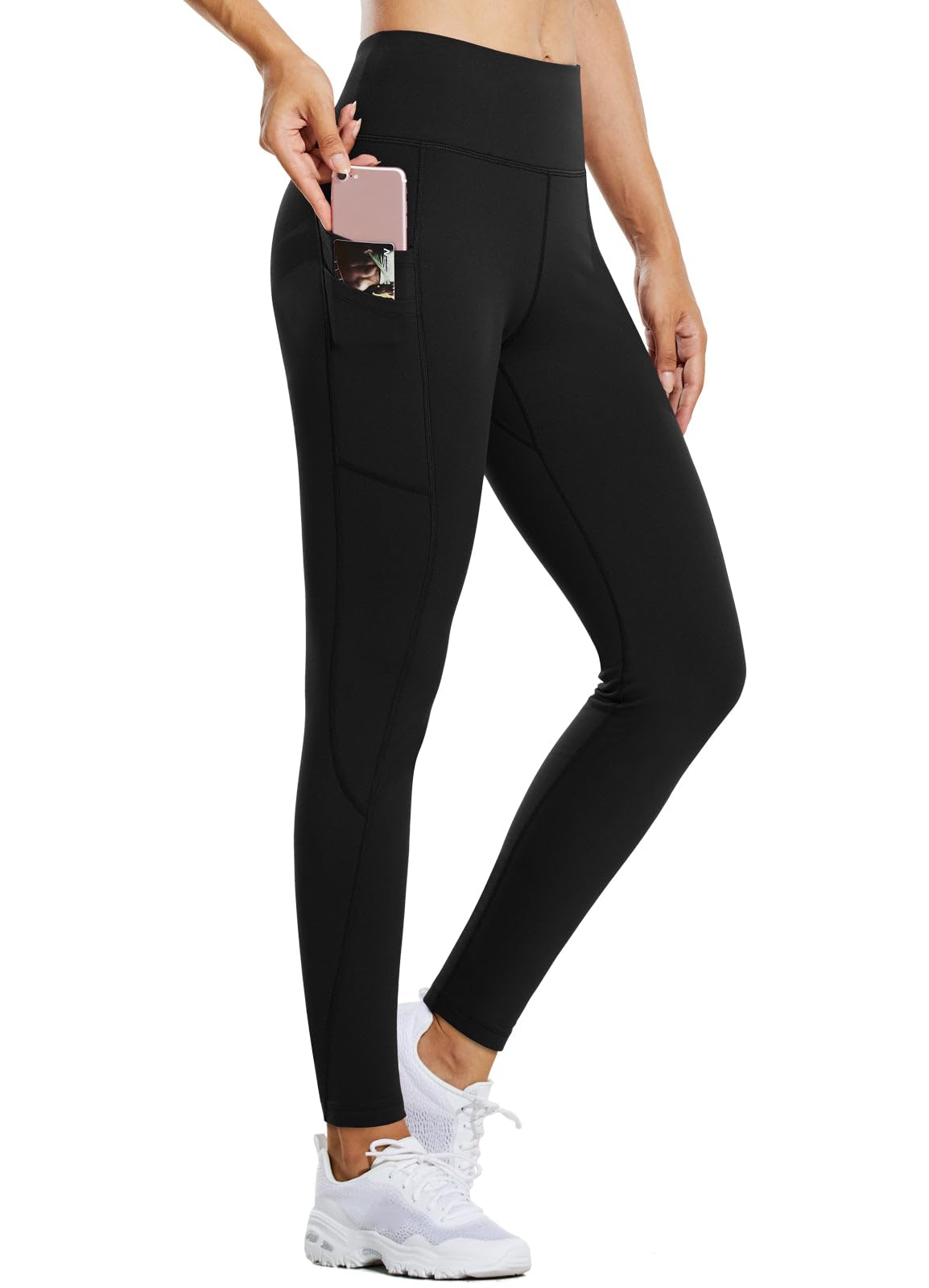 BALEAF Women's Fleece Lined Leggings Snow Ski Water Resistant Pockets High Waisted Tight Winter Hiking Warm Running Leggings