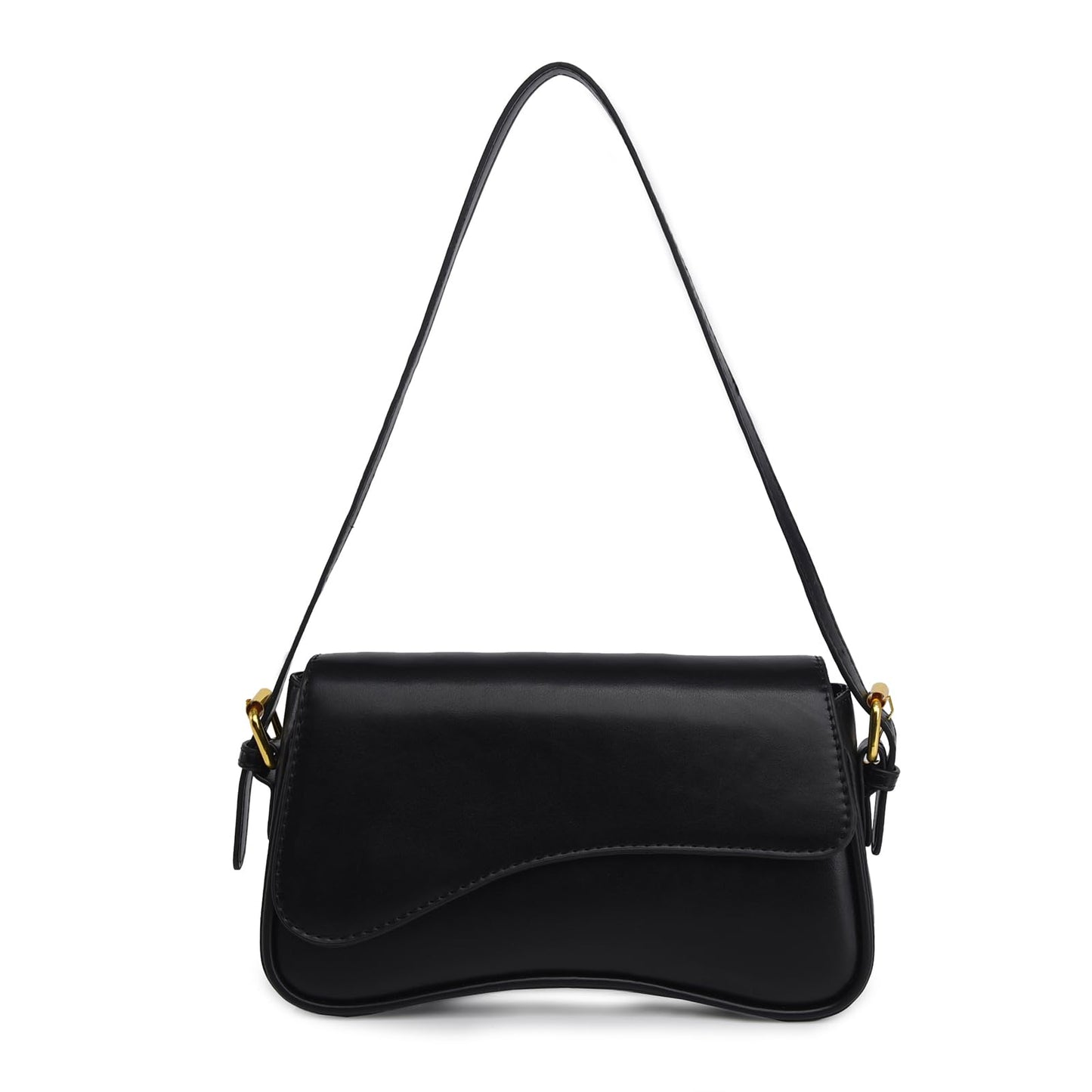 Shoulder Bag for women Clutch Purse Handbag PU Leather Tote Bag with 2 Removable Straps and Zipper Closure Crossbody Bags (A-Black)